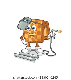 the wood chess welder mascot. cartoon vector