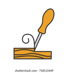Wood chisel color icon. Isolated vector illustration