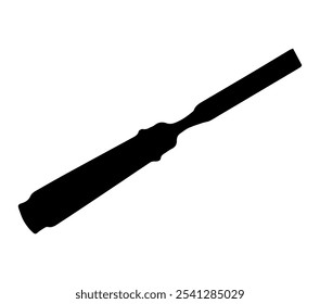 Holz-Meißel-Emblem, schwarz, einzelne Silhouette.