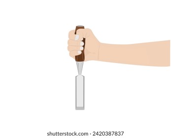 wood chisel on a white background.