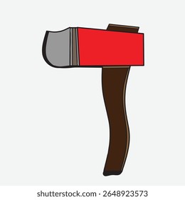 wood chopping axe standing upright and ready
