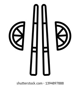 Wood chopsticks icon. Outline wood chopsticks vector icon for web design isolated on white background