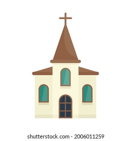 Wood church icon. Flat illustration of wood church vector icon isolated on white background
