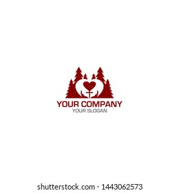 Wood Church Logo Design Vector