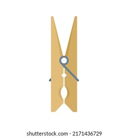 Wood clothes pin icon. Flat illustration of wood clothes pin vector icon isolated on white background