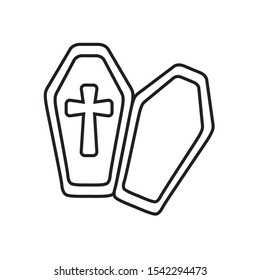 wood coffin with christian cross on white background vector illustration design