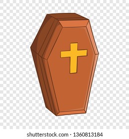 Wood coffin icon in cartoon style isolated on background for any web design 