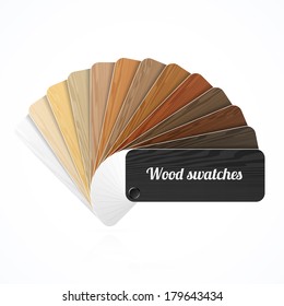 Wood color swatches, guide, samples, fan. Vector.