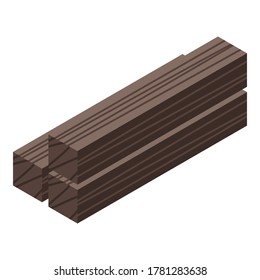 Wood column bars icon. Isometric of wood column bars vector icon for web design isolated on white background