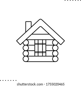 Wood cottage vector icon in outlines