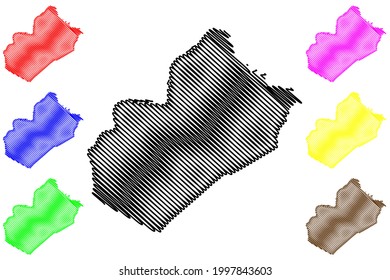 Wood County, State of West Virginia (U.S. county, United States of America) map vector illustration, scribble sketch Wood map