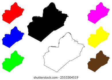 Wood County, State of West Virginia (U.S. county, United States of America, USA, U.S., US) mapa ilustração vetorial, esboço rabiscar Mapa de madeira