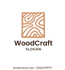 Wood craft logo design vector