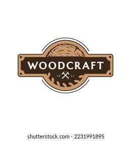 wood craft logo, Wood Tree Trunk Ring and hummer ikon, of wood tree logo vector, isolated, craft logo