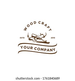 wood craft vintage logo vector