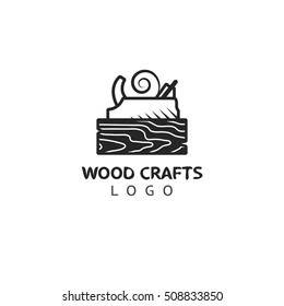 Wood Crafts. Woodworking Badge Logo. Vector Logotype Template For Carpenter.