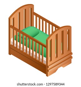 Wood crib icon. Isometric of wood crib vector icon for web design isolated on white background