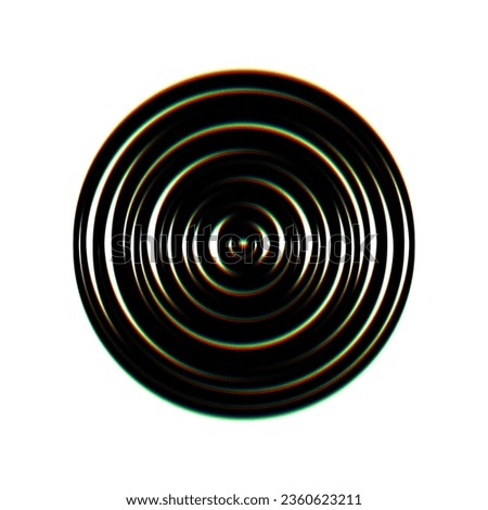Wood cross section. Black Icon with vertical effect of color edge aberration at white background. Illustration.
