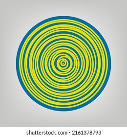 Wood Cross Section. Icon In Colors Of Ukraine Flag (yellow, Blue) At Gray Background. Illustration.