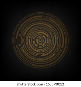 Wood Cross Section. Icon As Grid Of Small Orange Light Bulb In Darkness. Illustration.