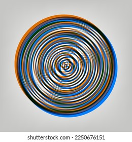 Wood cross section. Stroked Icon in orange, azure and old lavender Colors at gray Background. Illustration.