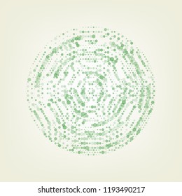 Wood cross section. Vector. Green hexagon rastered icon and noised opacity and size at light green background with central light.