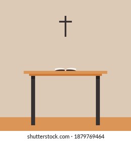 Wood cross vector and Lectern. Wood cross logo design.