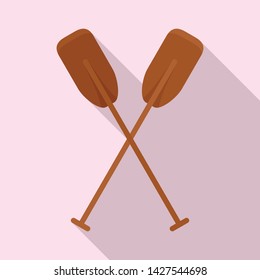 Wood crossed paddle icon. Flat illustration of wood crossed paddle vector icon for web design