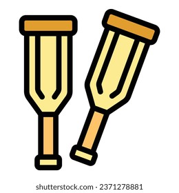 Wood crutches icon outline vector. School education. Classroom learn color flat