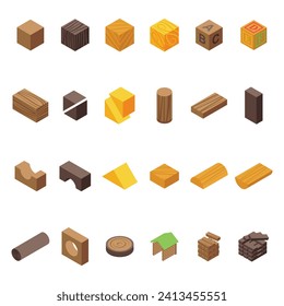 Los iconos de bloques de cubo de madera establecen un vector isométrico. Educación de juegos. Arco de pilar