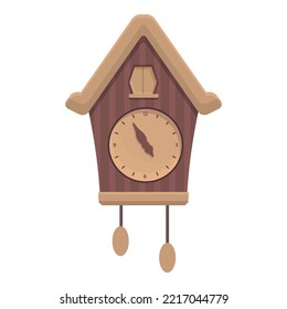 Wood Cuckoo Clock Icon Cartoon Vector. Watch Time. Bird Clock