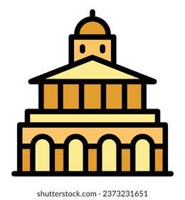 Wood culture house icon outline vector. Monument building. Famous travel color flat