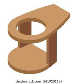 Wood cup holder icon isometric vector. Delivery container. Cold label