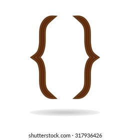 Wood curly Bracket icon set : vector on white background : logo vector