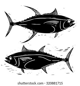 Wood Cut Tuna Illustration