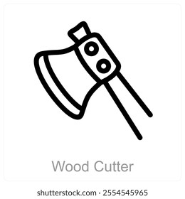 Wood Cutter and axe icon concept