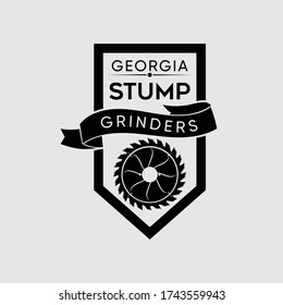 Wood Cutter Construction And Tools Stump Grinding Blade Manufacturing Company Vector Logo Design Template