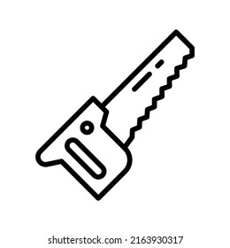Wood Cutter Icon. Line Art Style Design Isolated On White Background