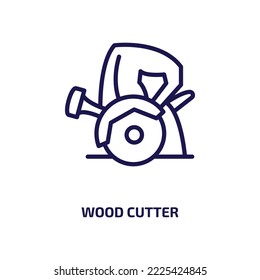 wood cutter icon from other collection. Thin linear wood cutter, cutter, mechanical outline icon isolated on white background. Line vector wood cutter sign, symbol for web and mobile