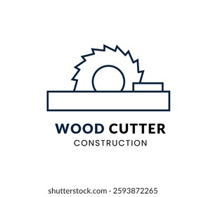 Wood Cutter line Icon Set . Construction Item . Vector Illustration
