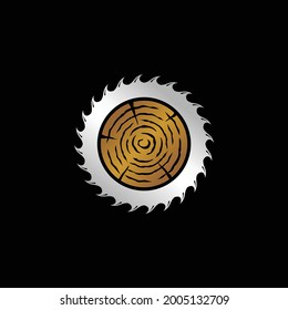 Wood cutter logo with circle concept
