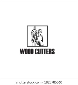  wood cutters logo design vector silhouette