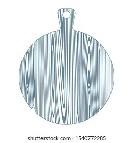 Wood cutting board. Hand drawn round cutting board vector illustration. Part of set.