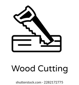Wood cutting glyph icon in an editable style 