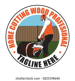 Wood Cutting logo in retro style, good for tshirt design and Cutting Service Business logo