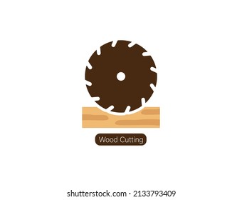 Wood Cutting Logo, Rotating Blade Icon Vector Illustration