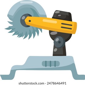 wood cutting machine in a workshop concept, Hand Woodworking Circular Saw vector color icon design, timber and lumber Symbol, forest Deforestation products Sign,mill yard saw works stock illustration