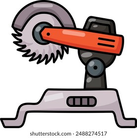 wood cutting machine in a workshop concept, Hand Woodworking Circular Saw vector outline design, timber and lumber Symbol, forest Deforestation products Sign,mill yard saw works stock illustration