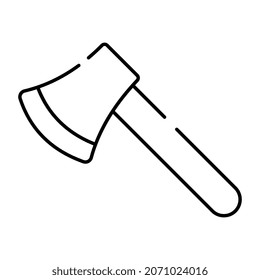 Wood cutting tool icon, linear design of axe