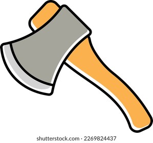 Herramienta de corte de madera diseño de iconos de omisión de color vectorial, símbolo de camping y exterior, signo de equipamiento deportivo extremo, ilustración de vida silvestre y expedición, concepto de hacha aguda